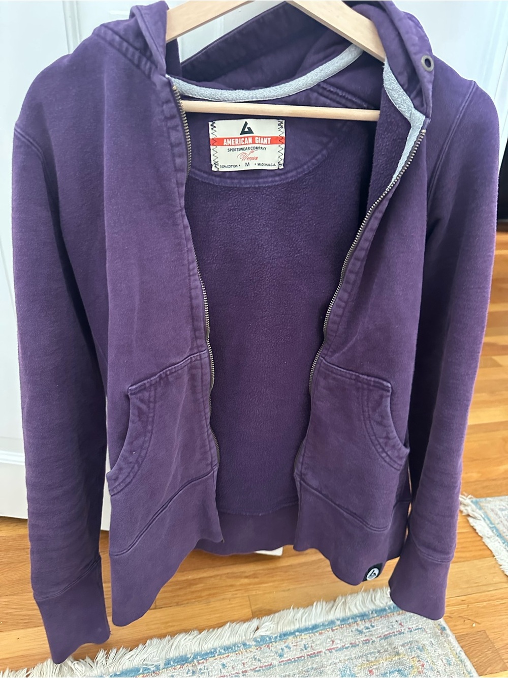 American Giant Classic Full Zip Hoodie Purple Size Medium